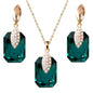 Navachi 18k Gold Plated Crystal Multicolor Square Shape Zircon Dangle Earrings And Neckalce Pendant Az4020-1 Jewelry set