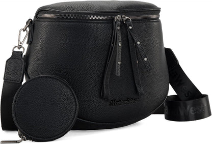 Montana West Crossbody Bag for Women, Large Bum Bag Purse Soft Vegan Leather Travel Fanny Pack with Coin Purse