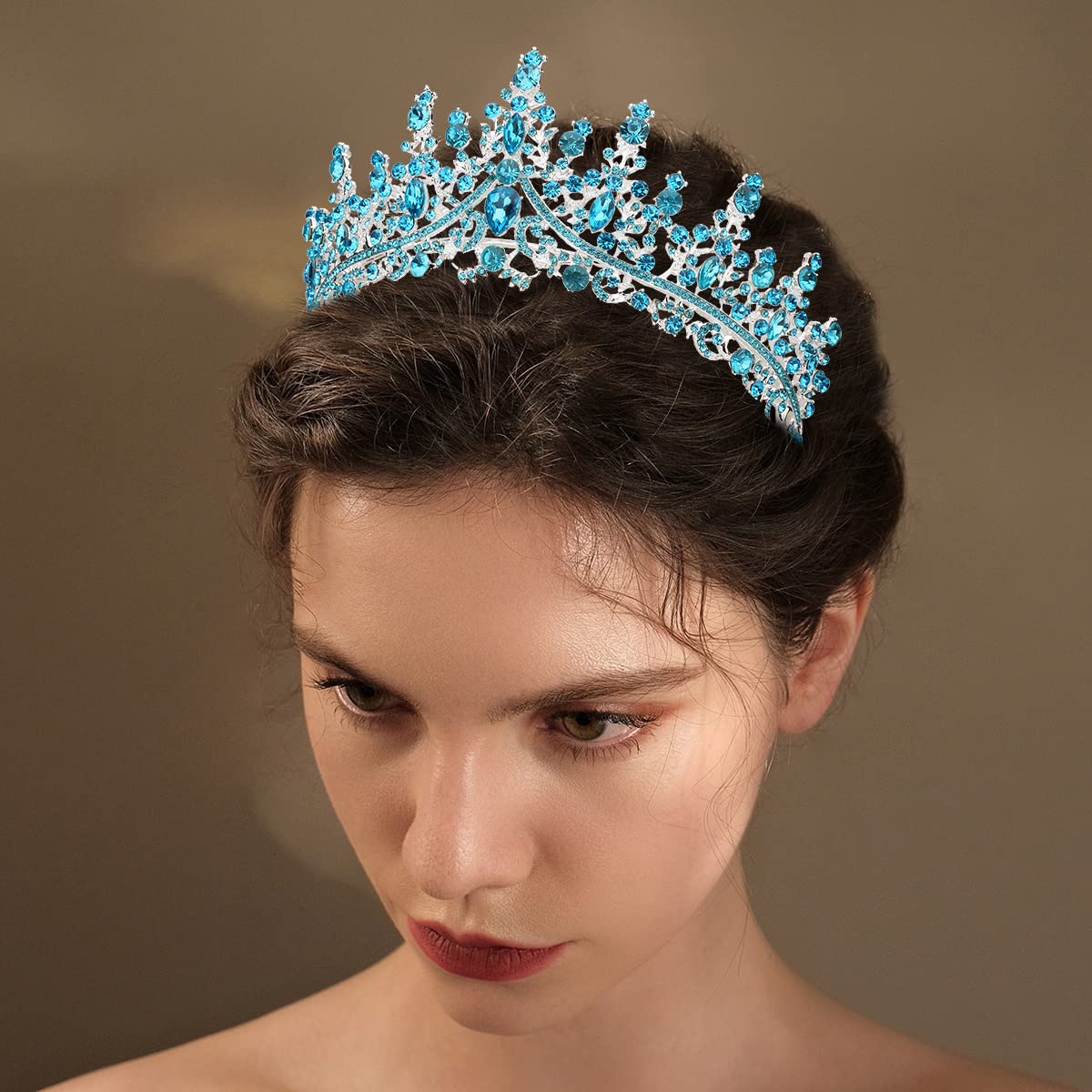 TOBATOBA Silver Wedding Crystal Tiaras and Crowns for Women, Bride Royal Queen Headband Princess Quinceanera Headpieces for Birthday Prom Pageant Party