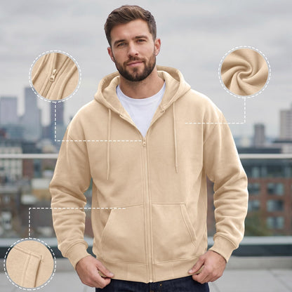 Full Zip Hoodies for Men Big And Tall Oversized Hooded Fleece Sweatshirt | Knit Open Front Cardigan, Zipper Jackets, Oversize, Streetwear, Basic Fit, Lightweight, Warm, Big and Tall, Hooded Sweatshirt