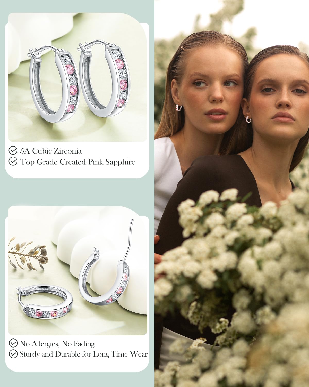 14K Gold Plated/925 Sterling Silver Birthstone Hoop Earrings for Women | 18mm Created Gemstone Hoops,Hypoallergenic and Lightweight,Birthday Mother's Day Jewelry(with Gift Box)