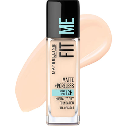 Maybelline Fit Me Matte + Poreless Liquid Oil-Free Foundation Makeup, Mocha, 1 Count (Packaging May Vary)