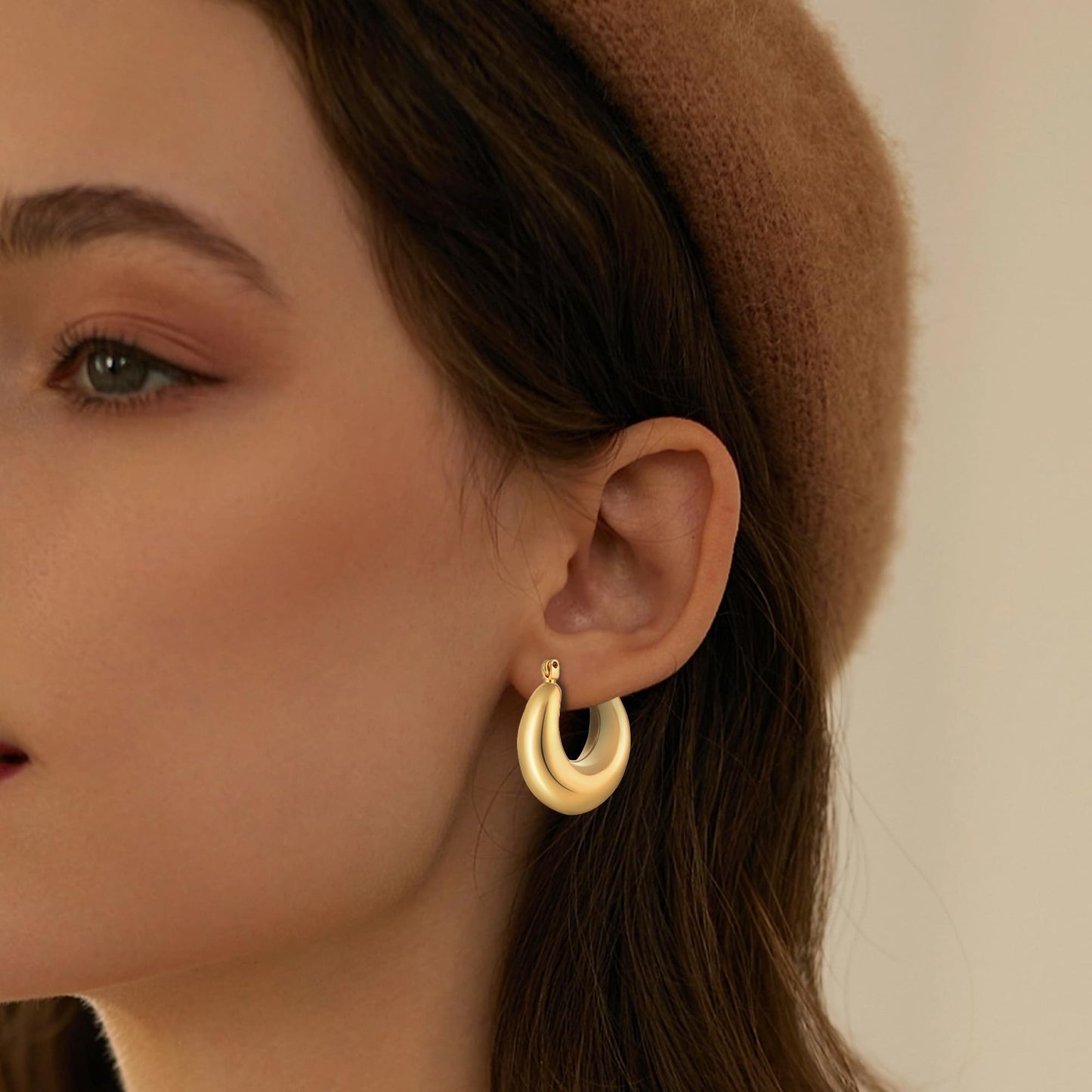 ALLHOLA 6 Pairs 14K Gold Plated Hoop Earrings for Women Trendy Chunky Lightweight Hoop Earrings Multipack Hypoallergenic, Thick Twisted Huggie Hoops Earring Set Jewelry for Gifts