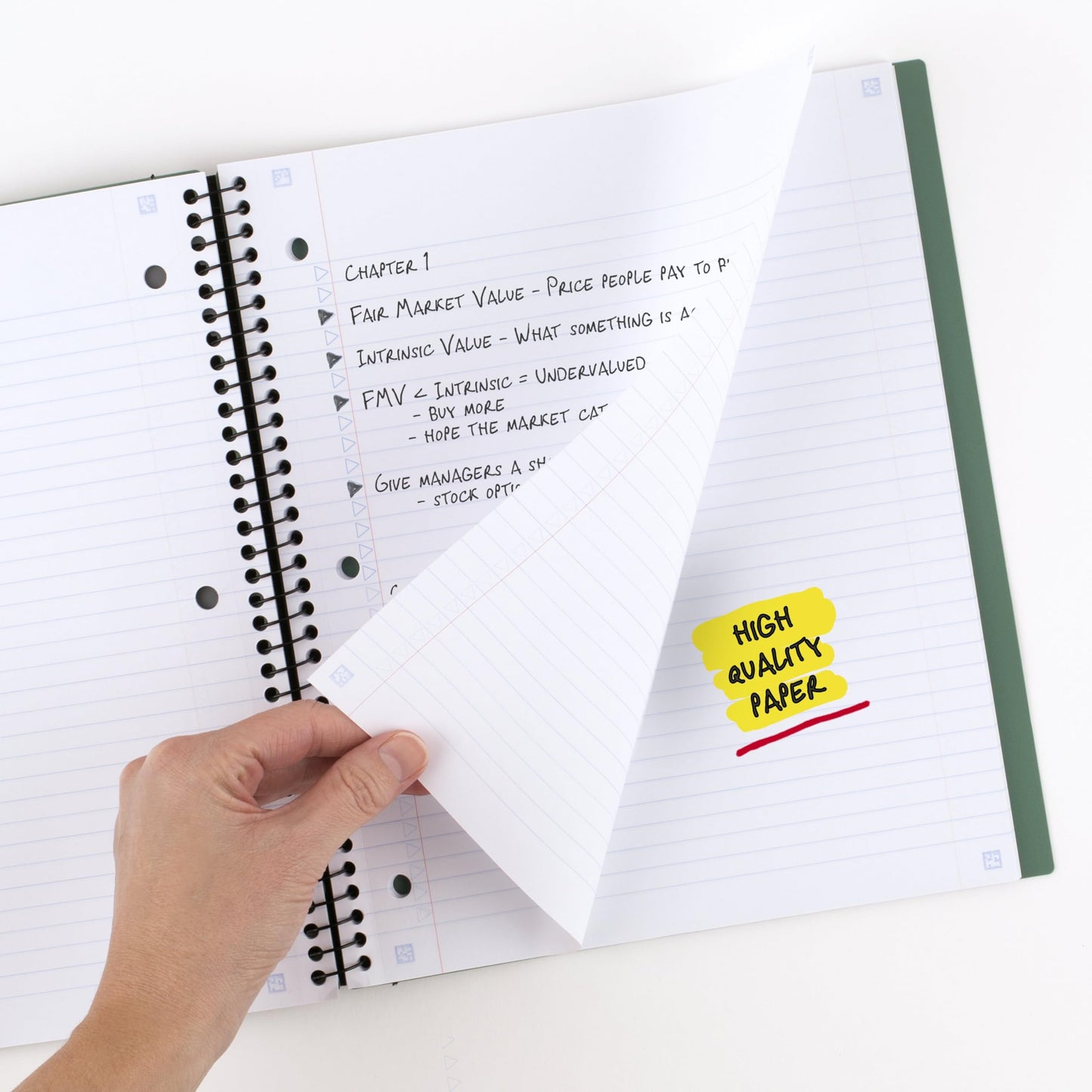 Five Star Advance Spiral Notebook + Study App, 5 Subject, College Ruled Paper, 8-1/2" x 11", 200 Sheets, Spiral Guard, Movable Tabbed Dividers, Black (73144)