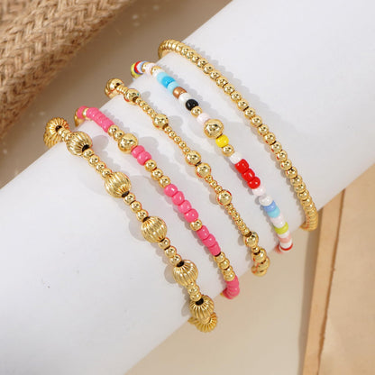 14K Gold Plated Pearl Beaded Cross Bracelets Stack Set for Women,Stretch Boho Colorful Christian Beads Ball Jewelry Friendship Summer Trendy Gift