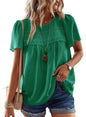 Falechay Womens Summer Tops Crewneck Short Sleeve Shirts Casual Chiffon Blouses Flowy Lace Hem Boho Clothing Trendy 2026