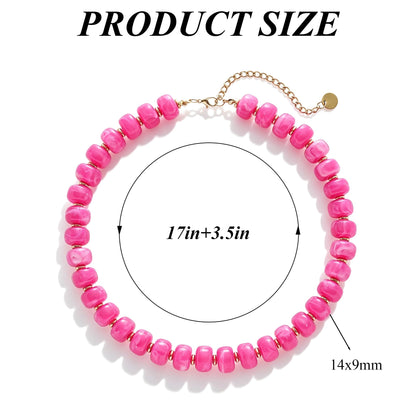 Chunky Beaded Choker Necklace for Women Summer Beach Acrylic Beads Necklaces Trendy Boho Statement Colorful Necklace Jewelry Accessories
