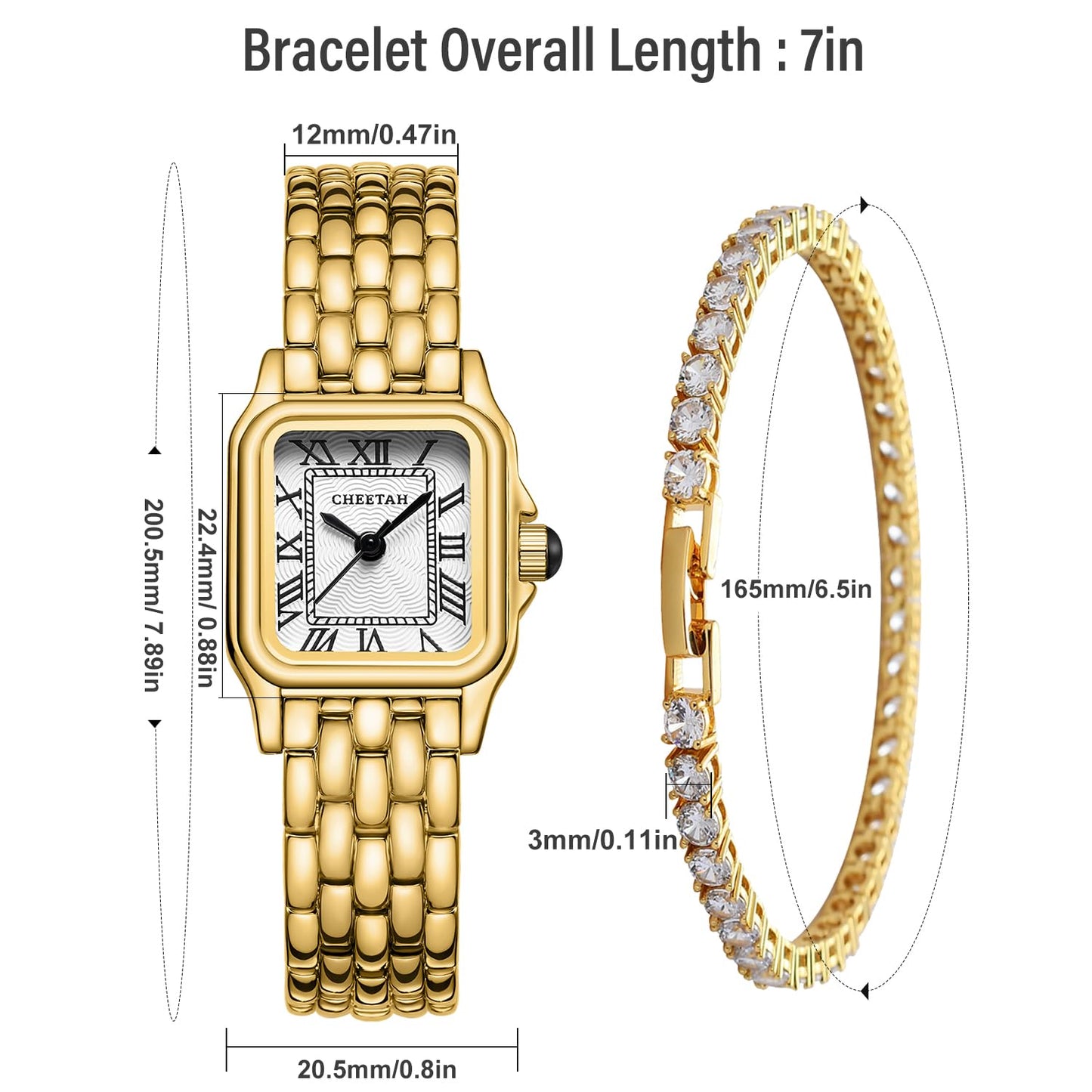 CHEETAH Women’s Gold Bangle Watch and Bracelet Set