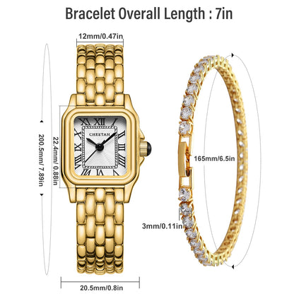 CHEETAH Women’s Gold Bangle Watch and Bracelet Set