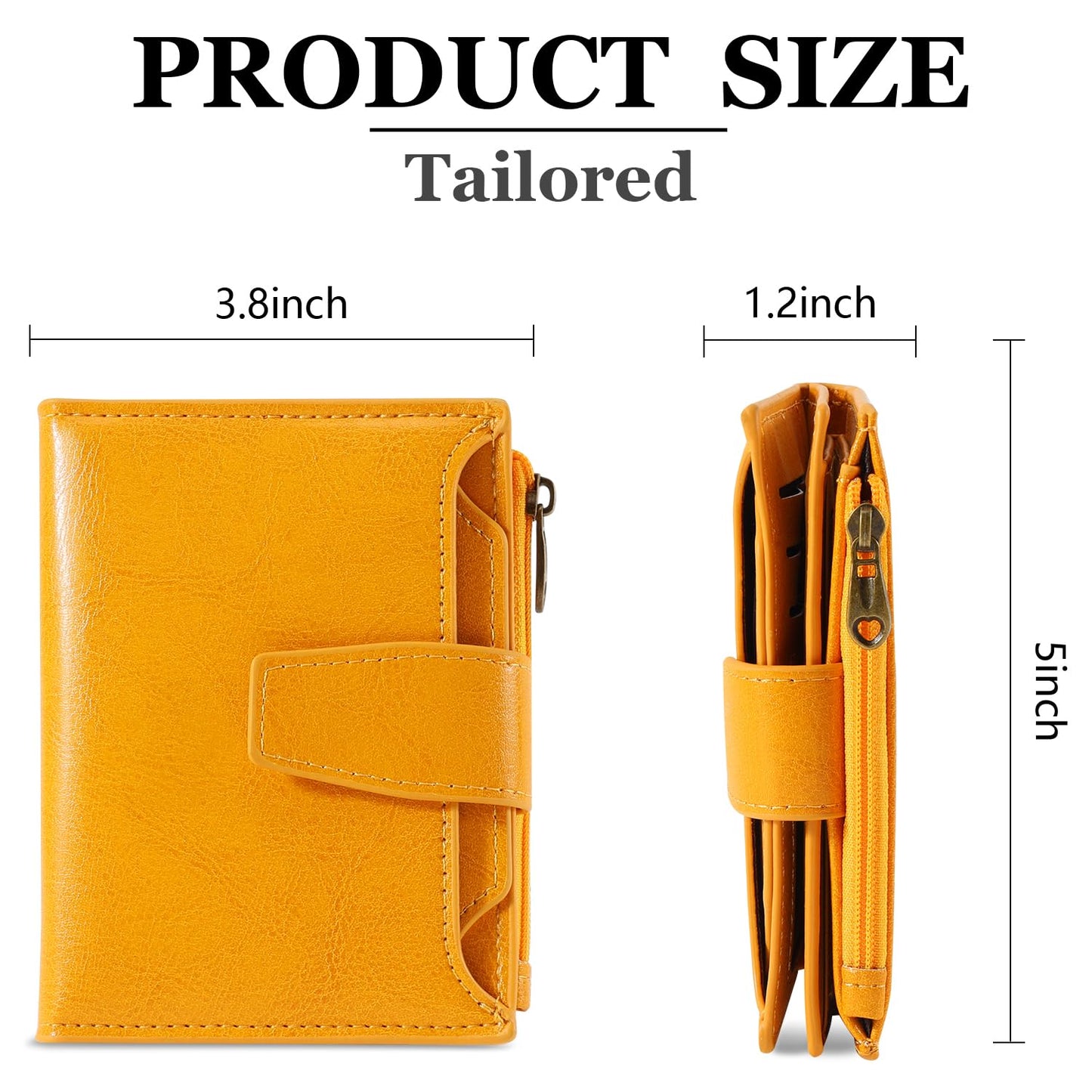 Airkit Small Wallet Women RFID Blocking Soft Leather Bifold Compact Card Holder Wallet for Women with Zipper Coin Pocket 4 ID Window