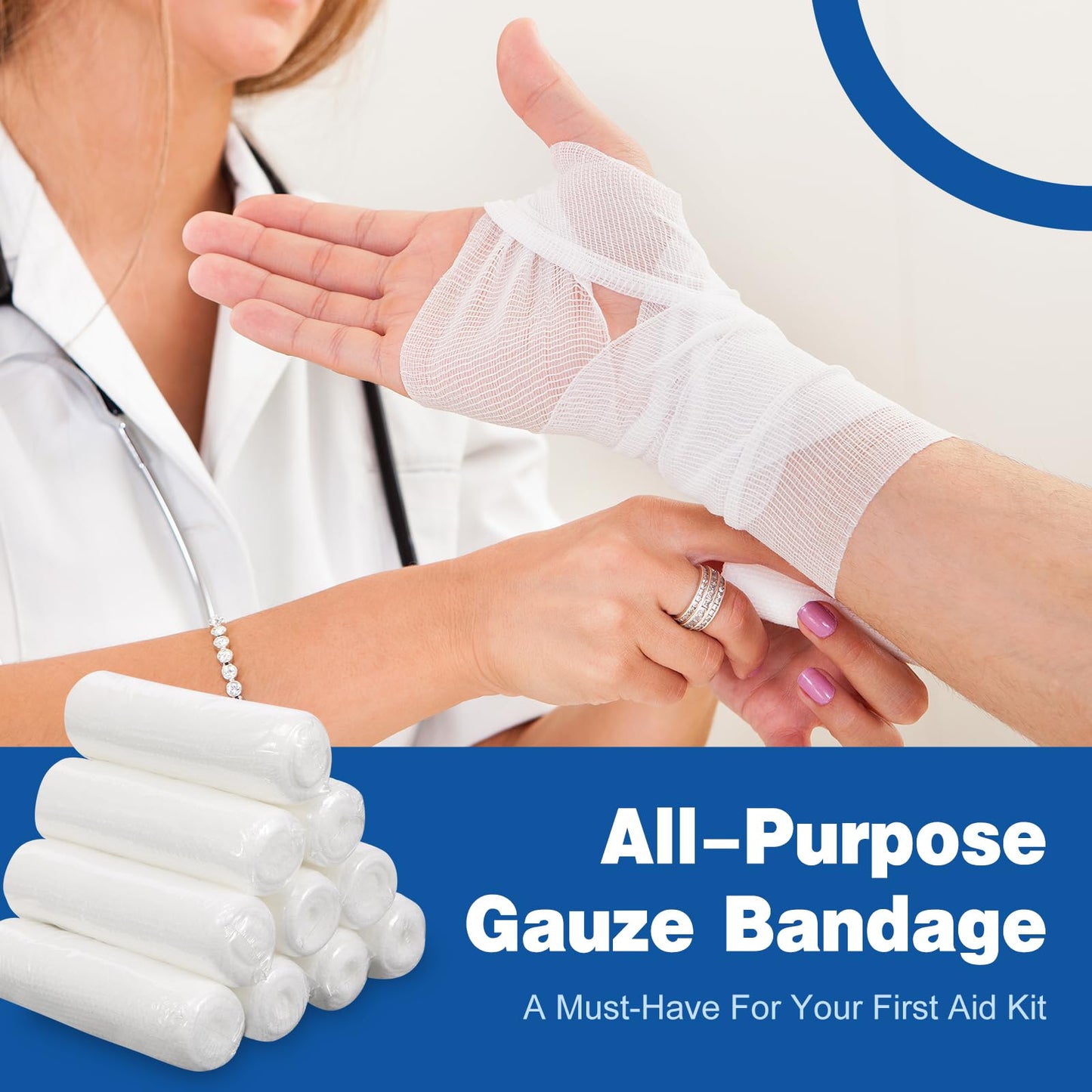 AZEN 25 Pack Gauze Rolls Bandages, 3 in x 4.1 Yards, Premium Medical Supplies & First Aid Supplies, Bandage Wrap Vet Wrap, Mummy Wraps