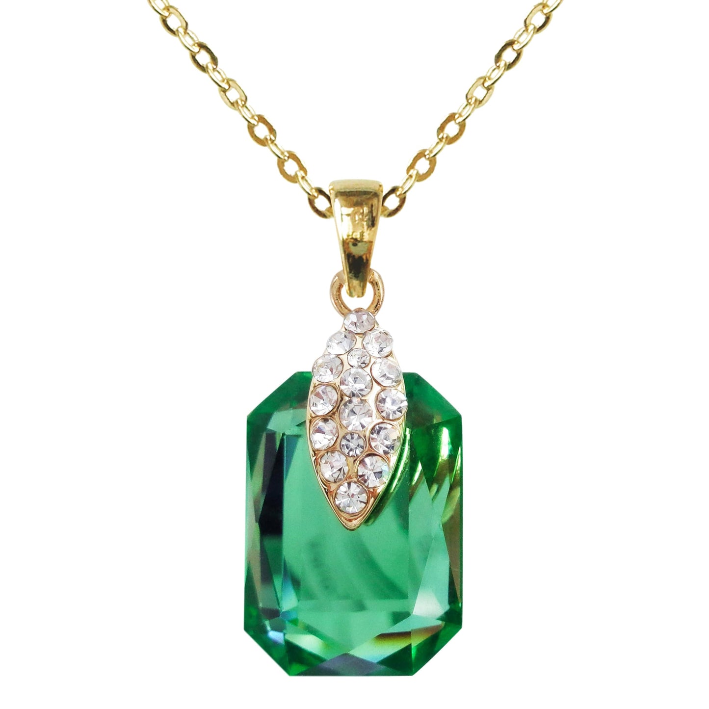 Navachi 18k Gold Plated Crystal Multicolor Square Shape Zircon Dangle Earrings And Neckalce Pendant Az4020-1 Jewelry set