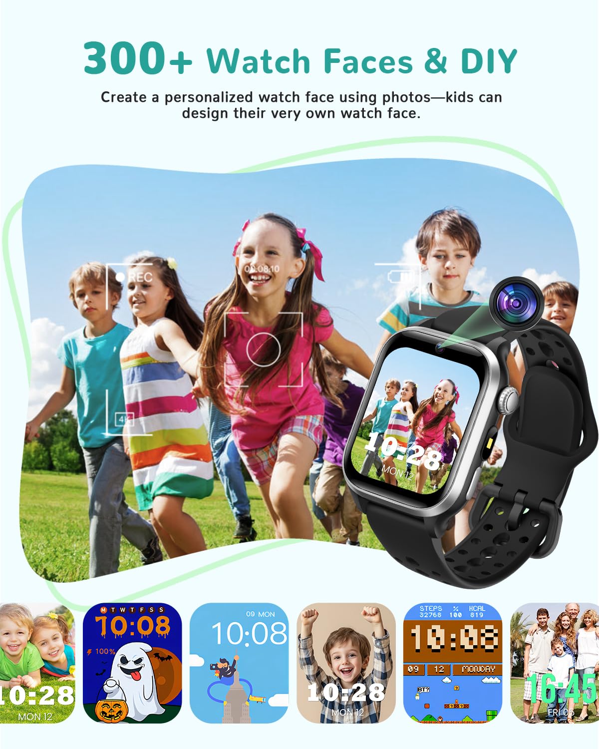 RUXINGX Kids Smart Watch No APP, 1.52" Smart Watch for Kids with Camera,Puzzle Games,Heart Rate, Sleep Monitor,Music Player,Pedometer,Fitness Trackers Smartwatch for Girls Boys Teens 3-12(Blue)