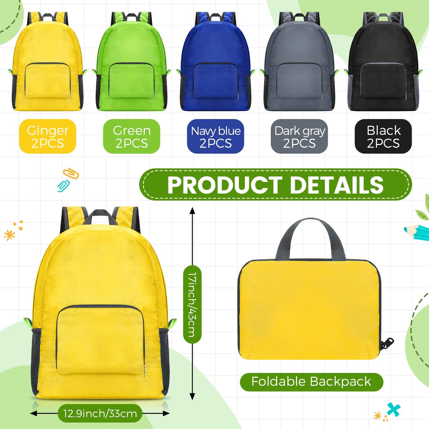 Jexine 10 Pcs Backpacks in Bulk 16.5 Inches Back Pack Basic Backpack for Adult Lightweight Outdoor Travel Book Bags(Sunny Pastel)