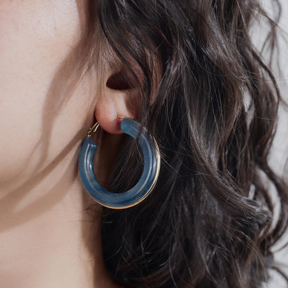 Chunky Gold Resin Hoop Earrings Leverback Statement Huggie Hoops Dangle Drop Dressy Earring Prom Festival Vacation Jewelry for Women