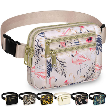 Capolo Fanny Packs for Women Fashion Waist Packs Bag with Adjustable Strap and 4 Zipper Pockets Waterproof Everywhere Crossbody Belt Bag for Workout Running Travelling(Black)