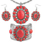 Shop LC Howlite Western Jewelry Set for Women Boho Cowgirl | 3-Piece Necklace Bracelet Earrings, Turquoise-Inspired, Chunky Statement, Southwestern