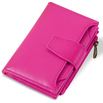 Airkit Small Wallet Women RFID Blocking Soft Leather Bifold Compact Card Holder Wallet for Women with Zipper Coin Pocket 4 ID Window