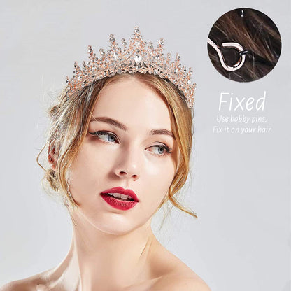 TOBATOBA Silver Wedding Crystal Tiaras and Crowns for Women, Bride Royal Queen Headband Princess Quinceanera Headpieces for Birthday Prom Pageant Party