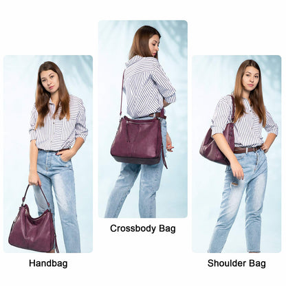 Realer Hobo Crossbody Bags for Women Designer Faux Leather Hobo Handbags Retro Large Size Shoulder Bag Bucket Purse