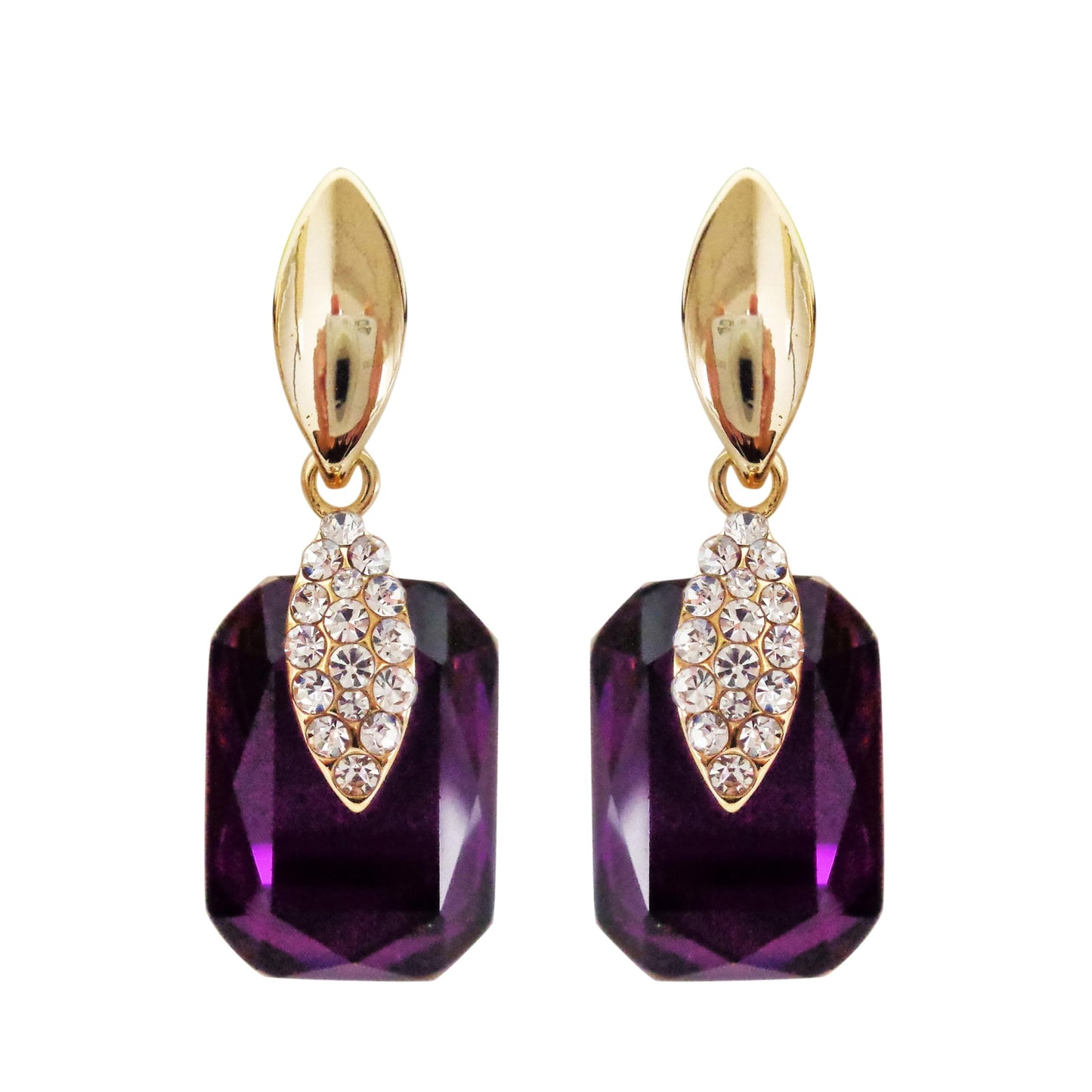 Navachi 18k Gold Plated Crystal Multicolor Square Shape Zircon Dangle Earrings And Neckalce Pendant Az4020-1 Jewelry set