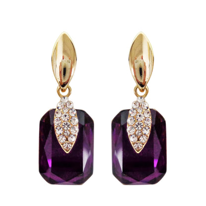 Navachi 18k Gold Plated Crystal Multicolor Square Shape Zircon Dangle Earrings And Neckalce Pendant Az4020-1 Jewelry set