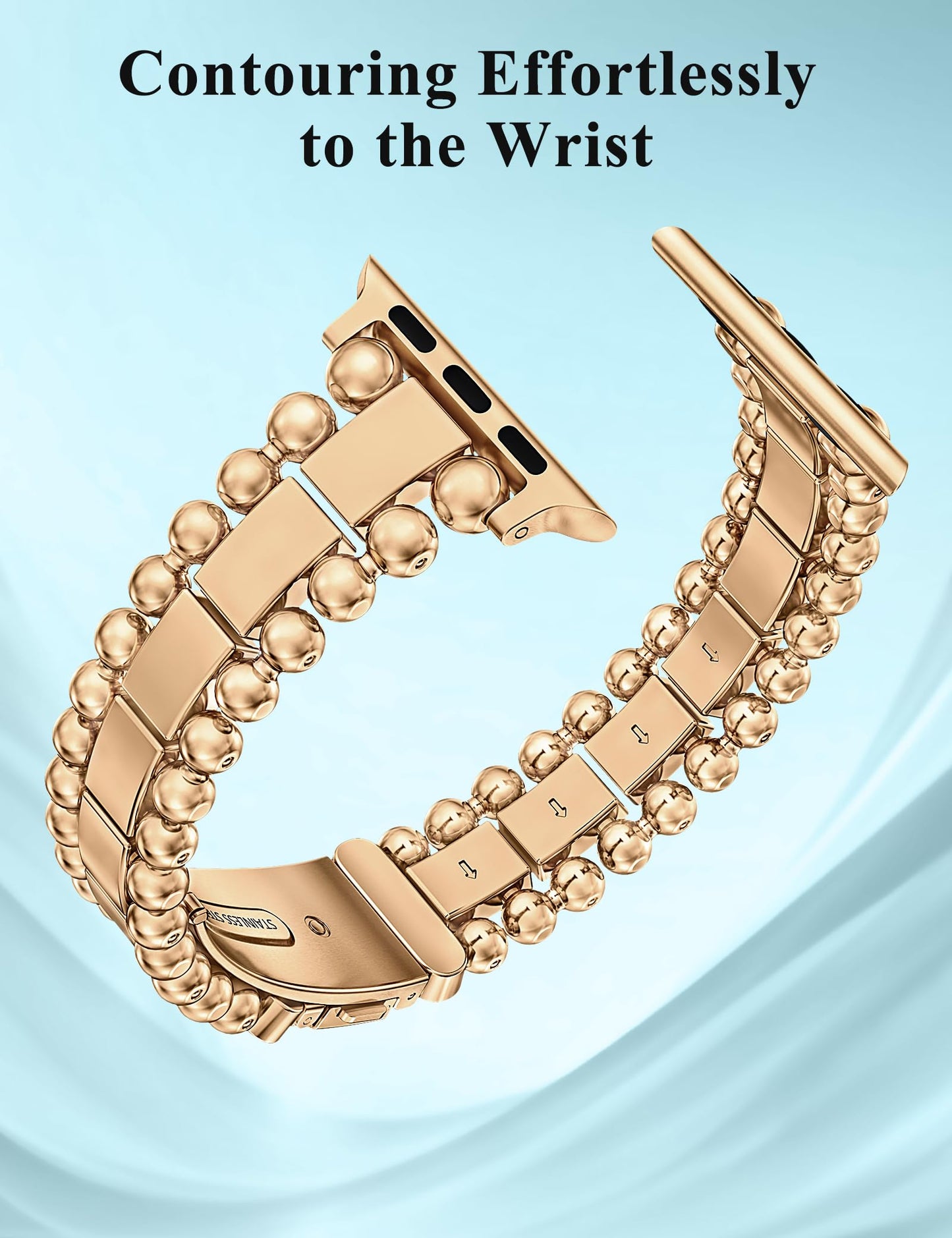 TOYOUTHS Beaded Bracelet Compatible with Apple Watch Bands 38/40/41/42/44/45/46/49mm Women, Dressy Fancy Stainless Steel Metal Elegant Jewelry Strap for iWatch Series 11 10 9 8 7 6 5 4 Ultra/SE 3 2 1