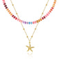 Zeffy Shell Necklace for Women,14K Gold Plated Layered Starfish Conch SeaShell Pearl Pendant Charm Necklace Stack Waterproof Dainty Beach Jewelry for Summer Vacation