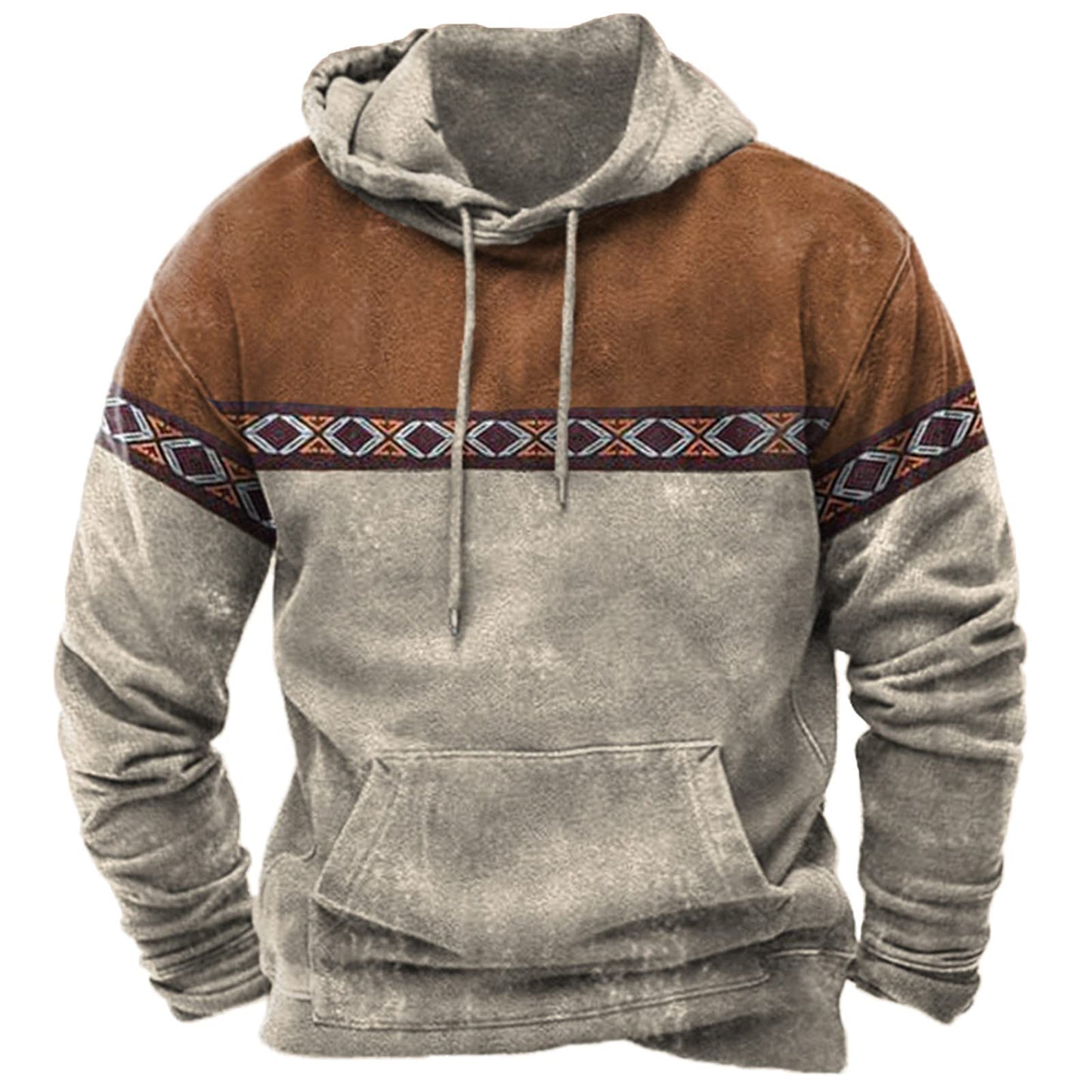 Men's Hooded Sweatshirt American Flag Print Long Sleeve Pullover Sweatshirt Vintage Tribal Aztec Graphic Hoodie Tops