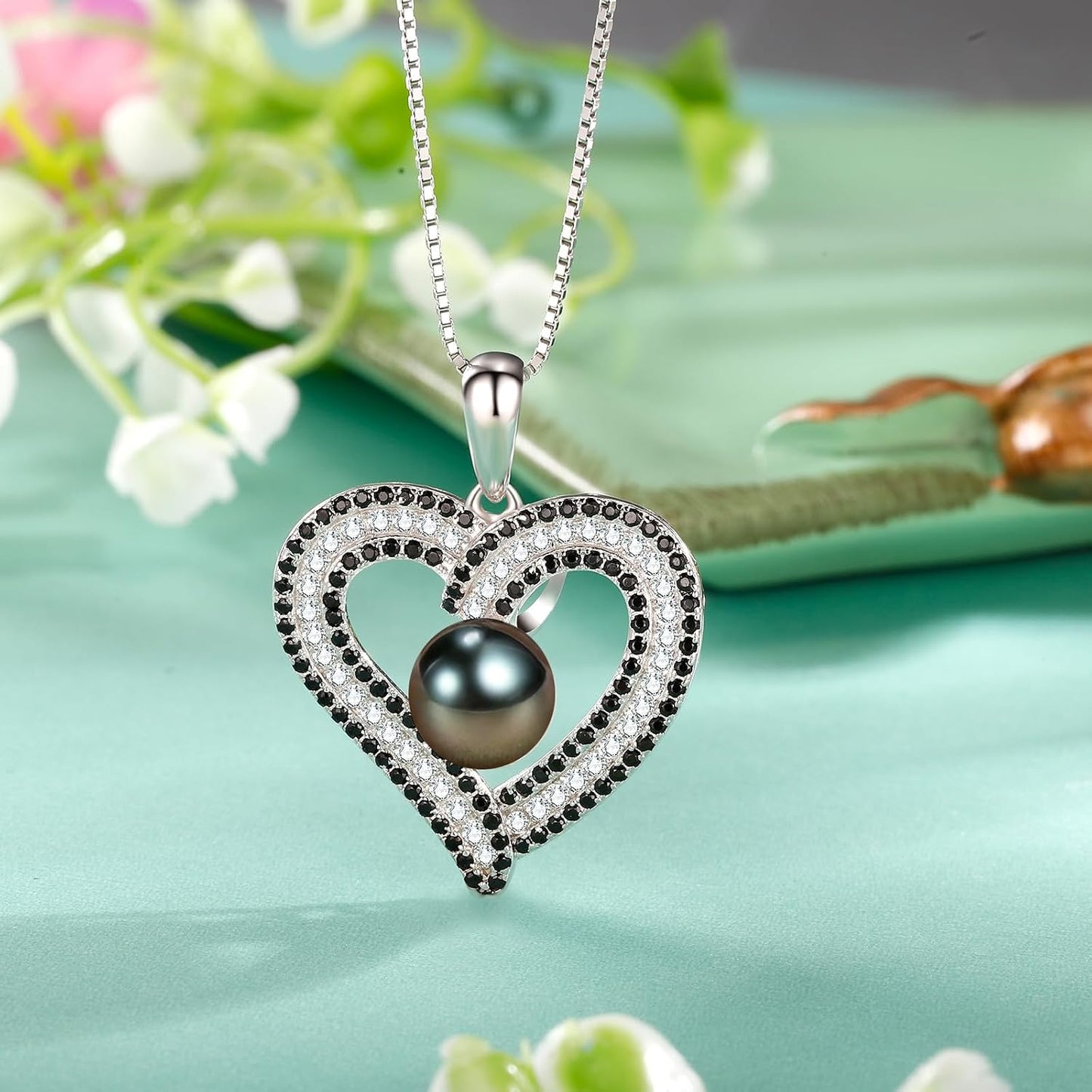 NONNYL Gifts for Women Wife-Pearl Heart Pendant Necklace- Birthday for Girlfriend, Valentine's Day for Wives, Mother's Day for Mom Grandma, Gifts for Her on Wedding Anniversary Christmas Fine Jewelry