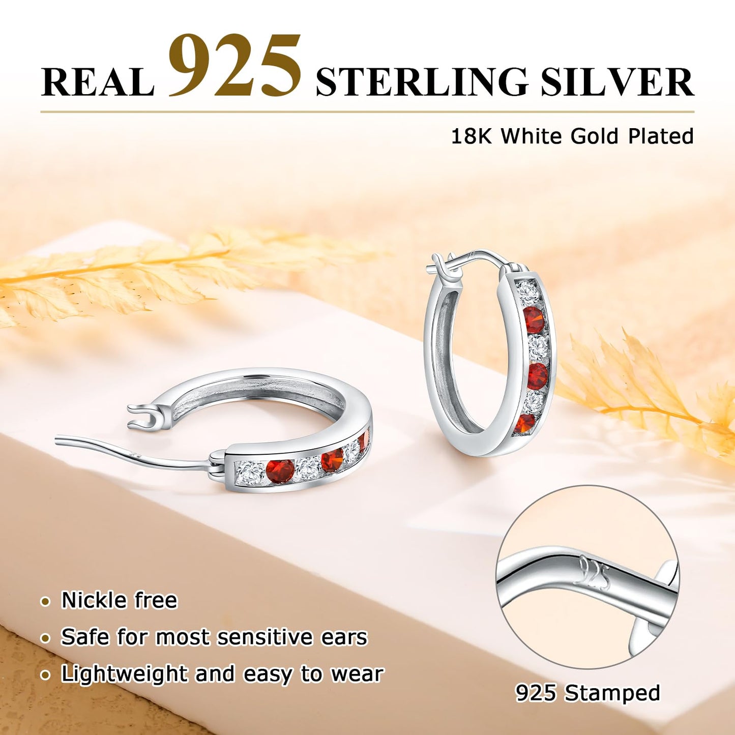 Channel Set Small Huggie Hoop Earrings Sterling Silver or 14K Gold Color,Lightweight Hypoallergenic CZ Diamond Chunky Hoop Earrings for Women
