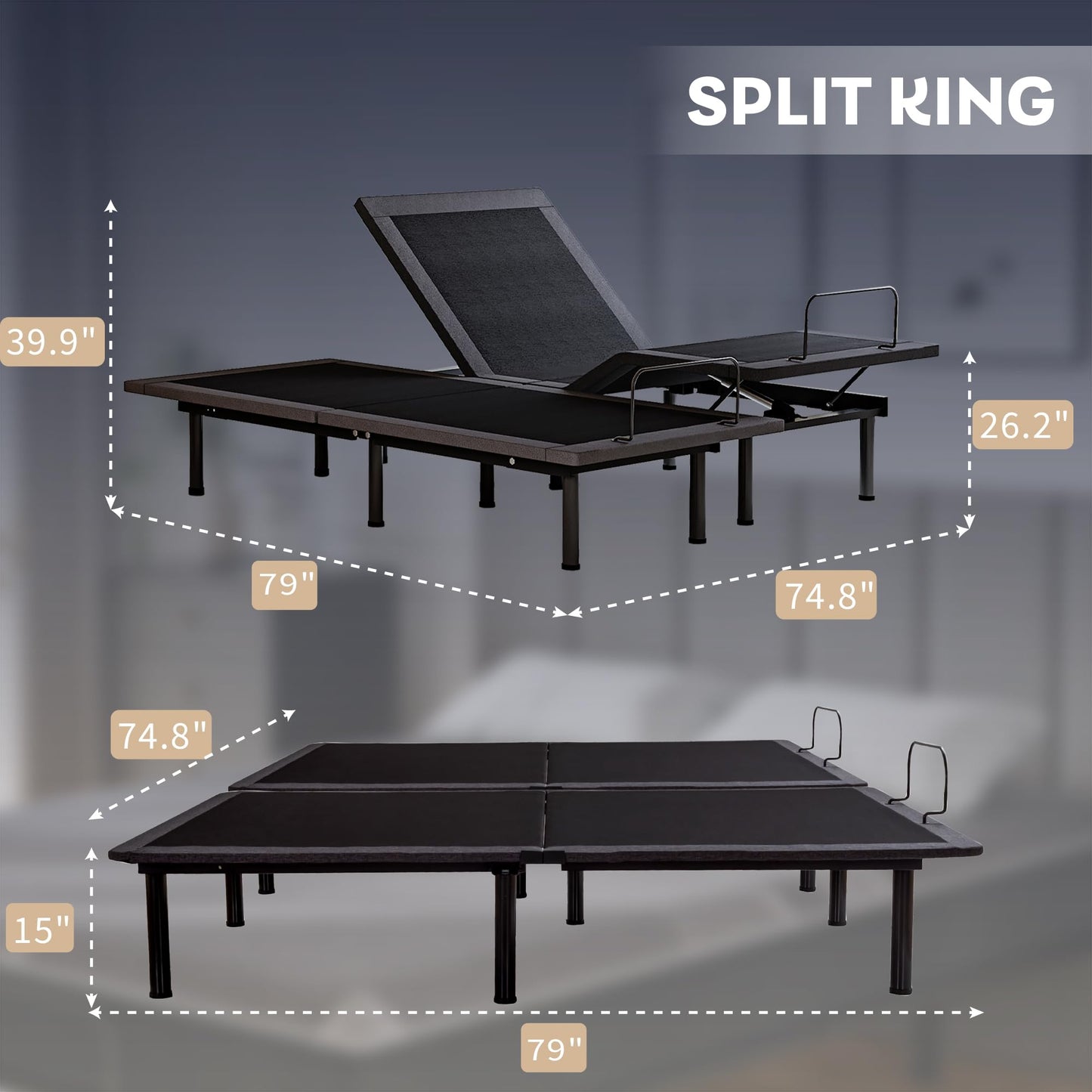 Dyonery Twin XL Adjustable Bed Base Frame with Wireless Remote + 12 Inch Twin XL Gel Memory Foam Mattress Bed in a Box, Head and Foot Incline, Zero Gravity, Fiberglass Free, 80" × 38"