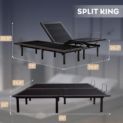 Dyonery Twin XL Adjustable Bed Base Frame with Wireless Remote + 12 Inch Twin XL Gel Memory Foam Mattress Bed in a Box, Head and Foot Incline, Zero Gravity, Fiberglass Free, 80" × 38"