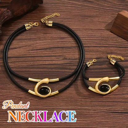 CLOACE Gold Necklace Set Boho Double-Layer Pendant Necklace Bracelet Sets Vintage Fashion Jewelry for Women