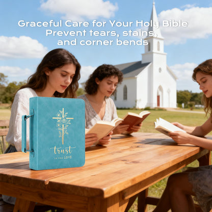 XKDOUS 20 Pcs Bible Case Set with Tabs, Pens, Study Supplies Carrier Holder Portable Men's Bible Bag Church Book Leather Cover Father Day Christian Gift for Dad, Mom, Men, Women