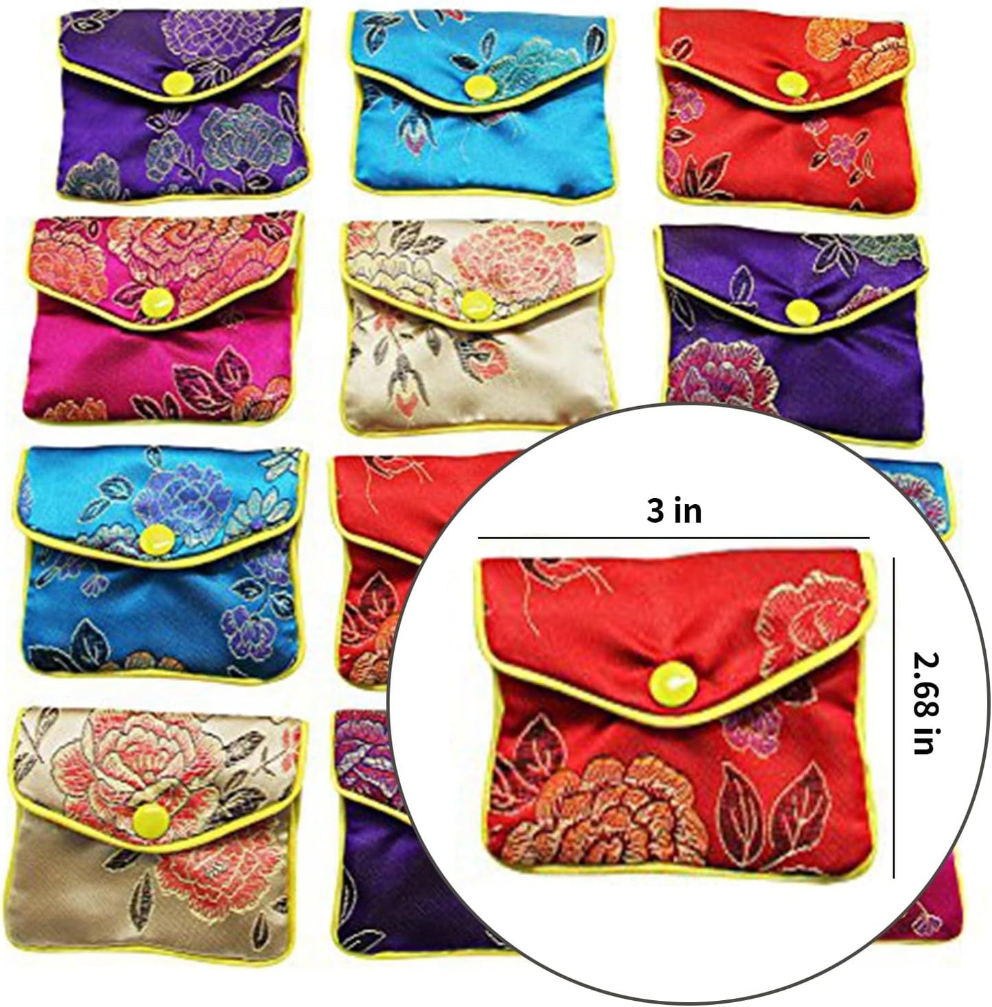 MorTime Jewellery Jewelry Silk Purse Pouch Gift Bags, Multiple Colors, Pack of 12 (Small)