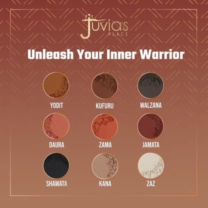Juvia's Place Palette The Warrior - Warm Golds, Browns & Bronzes, Shades of 9, Warm and Neutral Palette, Pigmented Makeup Palette Eye Color & Shine