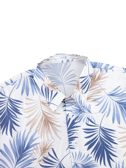 Yoimira Men's Summer Outfits 2 Piece Short Sets Hawaiian Floral Button Down Shirt and Shorts Vacation Beach Cruise Set