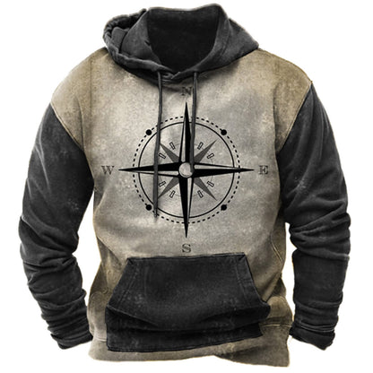 Men's Hooded Sweatshirt American Flag Print Long Sleeve Pullover Sweatshirt Vintage Tribal Aztec Graphic Hoodie Tops