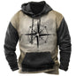 Men's Hooded Sweatshirt American Flag Print Long Sleeve Pullover Sweatshirt Vintage Tribal Aztec Graphic Hoodie Tops