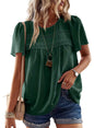 Falechay Womens Summer Tops Crewneck Short Sleeve Shirts Casual Chiffon Blouses Flowy Lace Hem Boho Clothing Trendy 2026