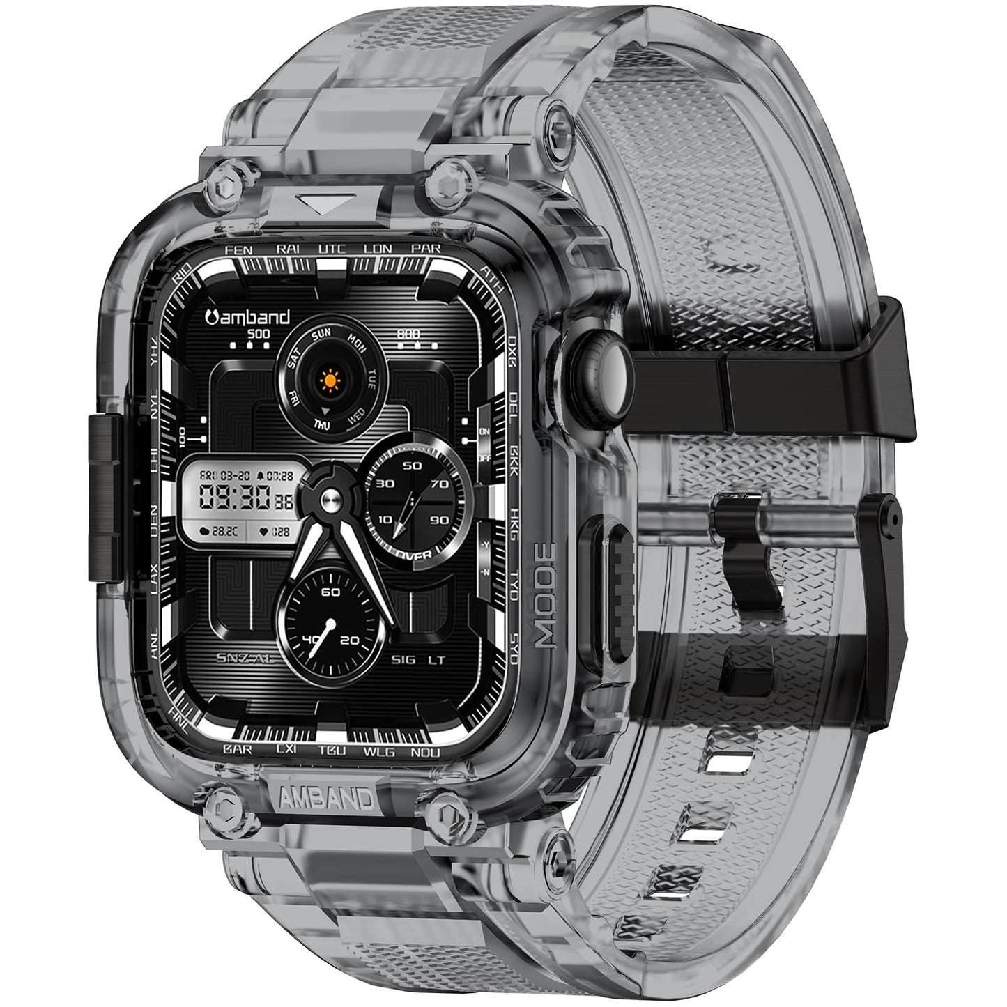 amBand Bands Compatible with Apple Watch 9/8/7 45mm, M1 Sport Series Rugged Case Protective Cover for iWatch 6/SE (3/2/1)/5/4/3 44mm Men Green