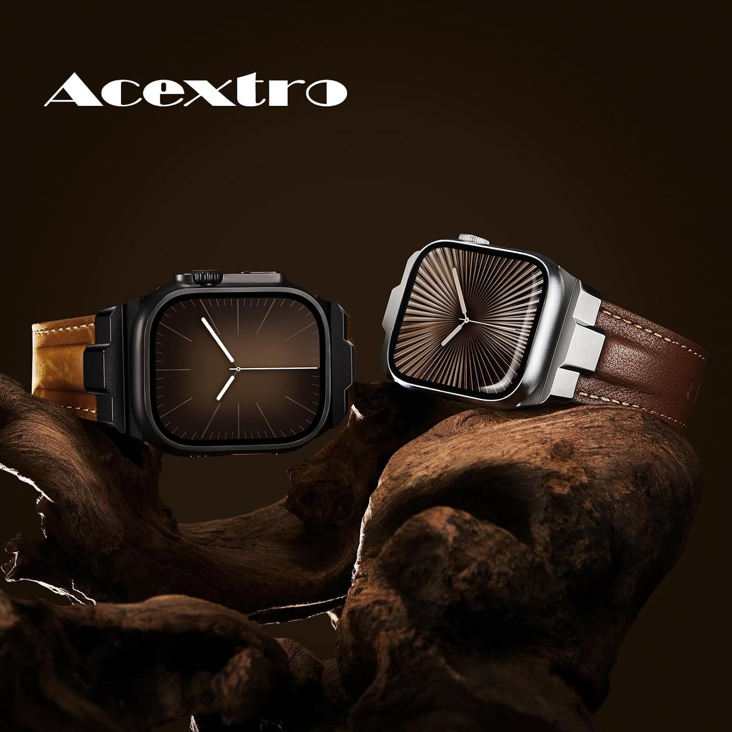 Leather bands Compatible With Apple Watch Ultra Band 49mm 46mm 45mm 44mm 42mm, Superior Genuine Leather Rugged Metal Connector Durable Strap for Men iWatch Ultra3 2 1,Series 11 10 9 8 7 6 5 4 3 SE3 SE
