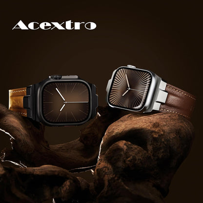Leather bands Compatible With Apple Watch Ultra Band 49mm 46mm 45mm 44mm 42mm, Superior Genuine Leather Rugged Metal Connector Durable Strap for Men iWatch Ultra3 2 1,Series 11 10 9 8 7 6 5 4 3 SE3 SE