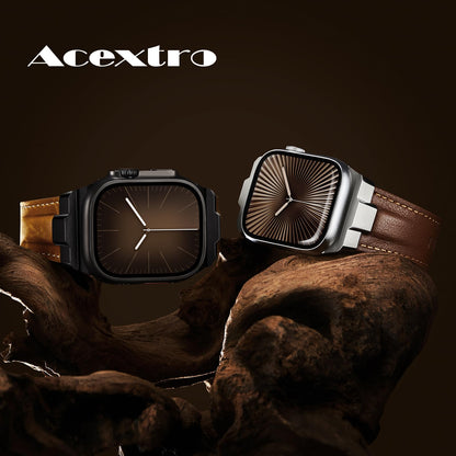 Leather bands Compatible With Apple Watch Ultra Band 49mm 46mm 45mm 44mm 42mm, Superior Genuine Leather Rugged Metal Connector Durable Strap for Men iWatch Ultra3 2 1,Series 11 10 9 8 7 6 5 4 3 SE3 SE