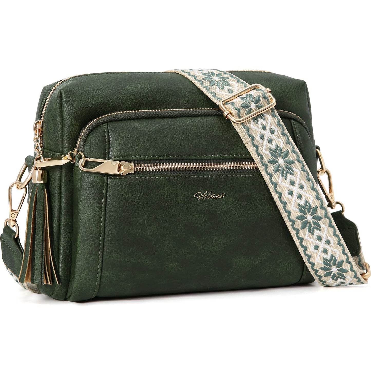 Small Leather Crossbody Bags for Women Anti theft Purses and Handbag Shoulder Hangbag with Wide Strap Tassel