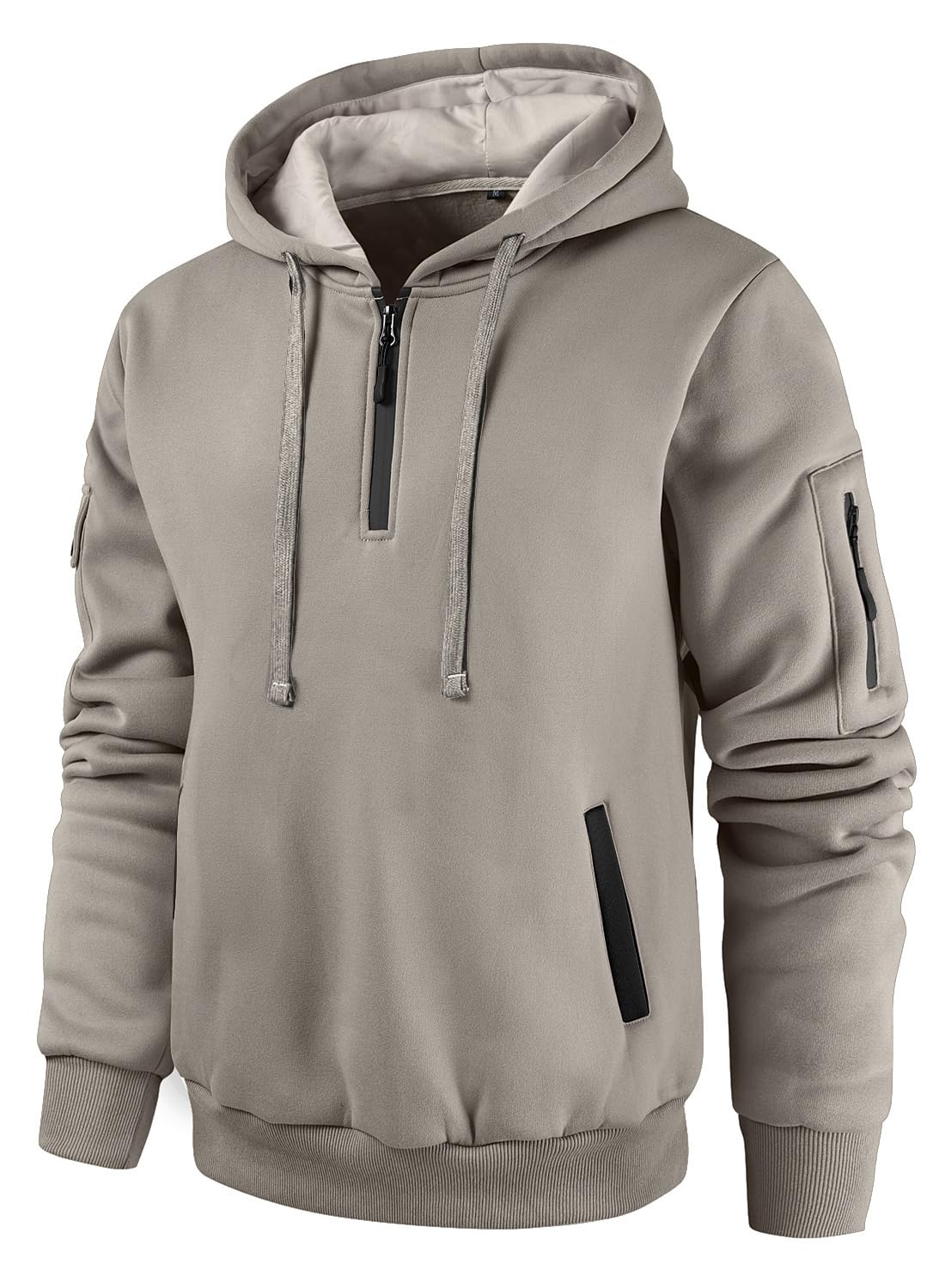 Leidowei Men's Hoodies Casual Pullover Hooded Sweatshirt Long Sleeve Quarter Zip Hoody Tops With Kangaroo Pocket