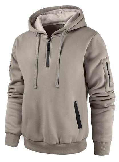 Leidowei Men's Hoodies Casual Pullover Hooded Sweatshirt Long Sleeve Quarter Zip Hoody Tops With Kangaroo Pocket