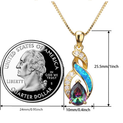 Jewelry Sets Australian Created Opal Necklace Earrings Jewelry for Mom