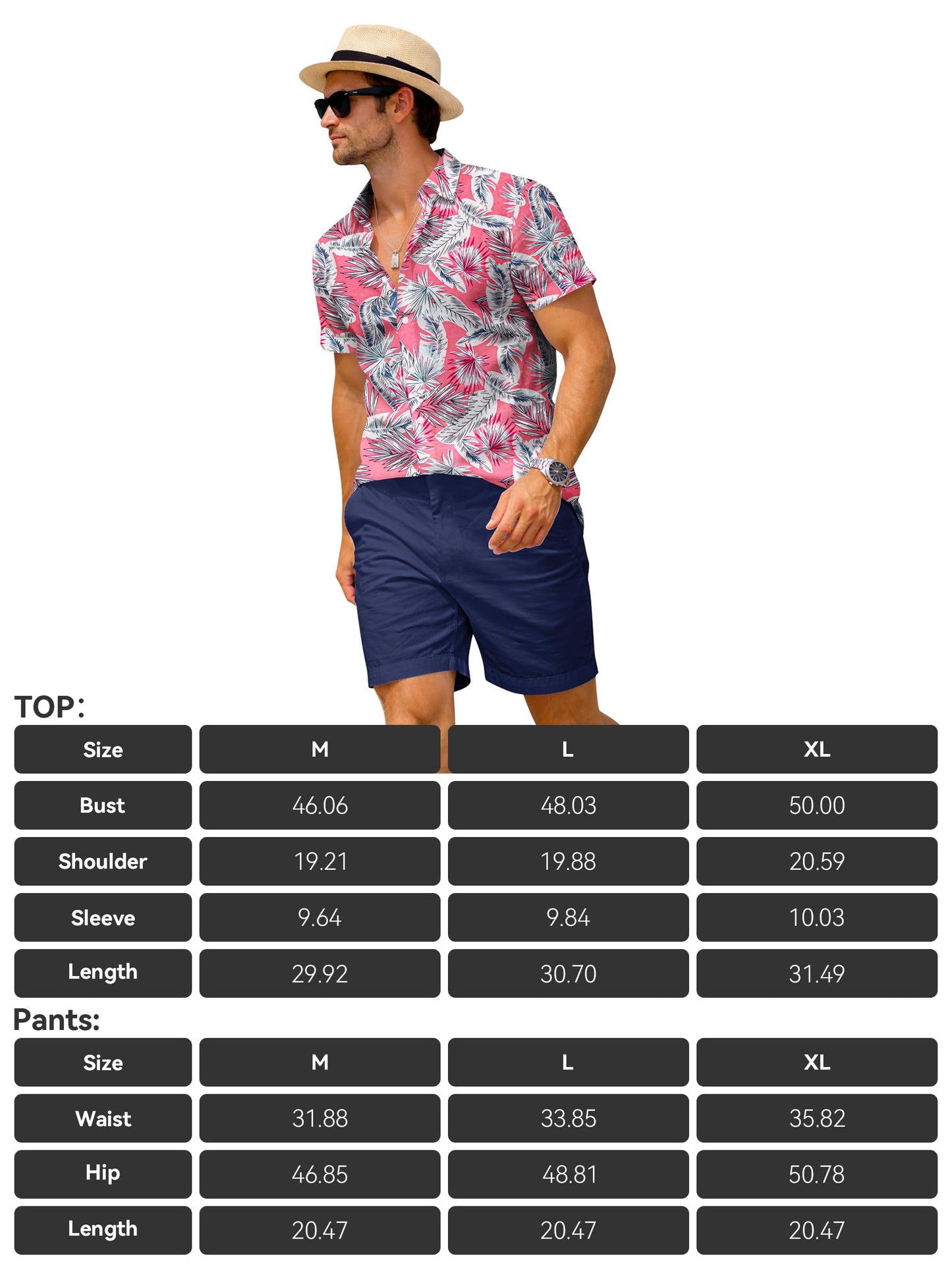 Yoimira Men's Summer Outfits 2 Piece Short Sets Hawaiian Floral Button Down Shirt and Shorts Vacation Beach Cruise Set